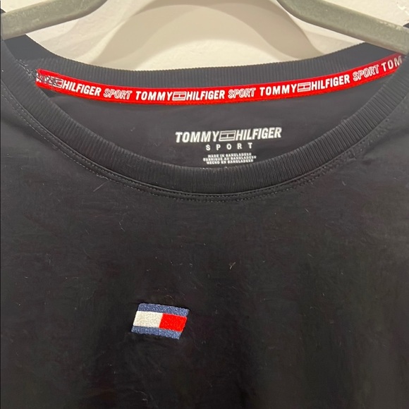 Tommy Hilfiger Black Tee with Logo and Stripes - Picture 3 of 4